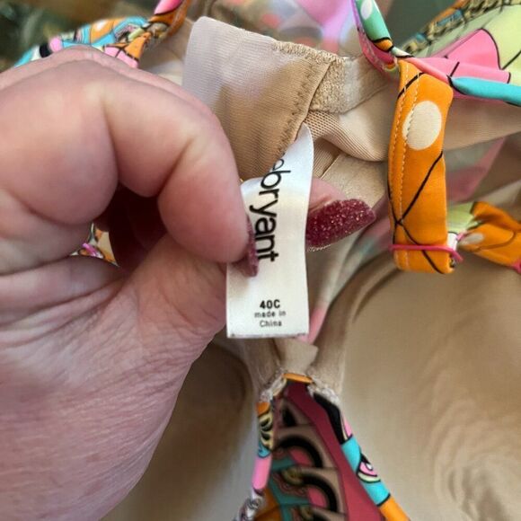 2pc Tankini Pink Blue Pants NEW Shein 2XL Top Lane Bryant 40C Bra Made In! - Picture 3 of 9